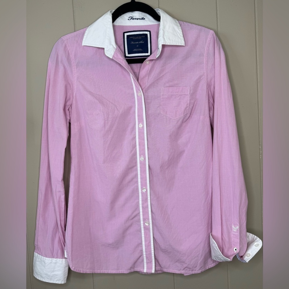 American Eagle 100% Cotton Favorite Button Down Shirt Womens Size 6